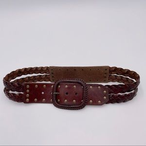 Fossil Double Strand Braided Leather Studded Belt